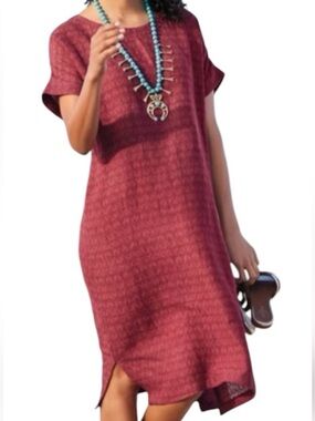Soft Surroundings dark red linen blend lagenlook dress Size 2X